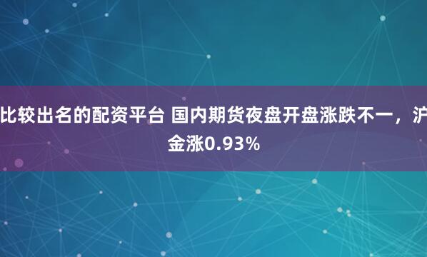 比较出名的配资平台 国内期货夜盘开盘涨跌不一，沪金涨0.93%