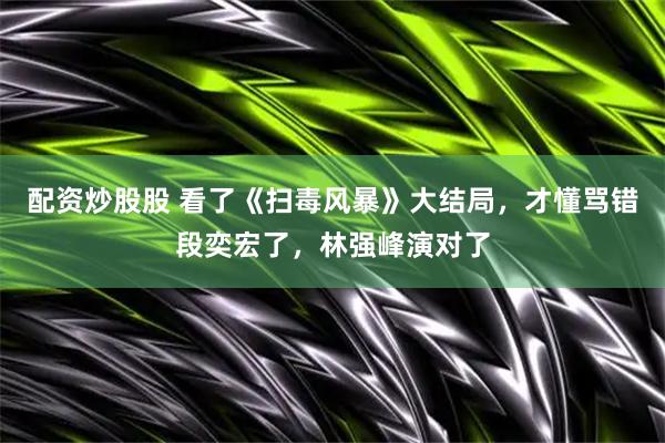 配资炒股股 看了《扫毒风暴》大结局，才懂骂错段奕宏了，林强峰演对了